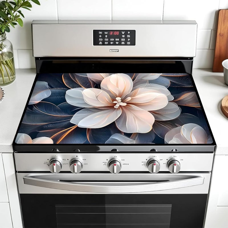 AOHMPT Multi-Design Stove Top Cover for Glass/Electric Stoves - 3-in-1 Heat-Resistant Protector Mat, Non-Slip Drying Rack 28"x20" - Image 1